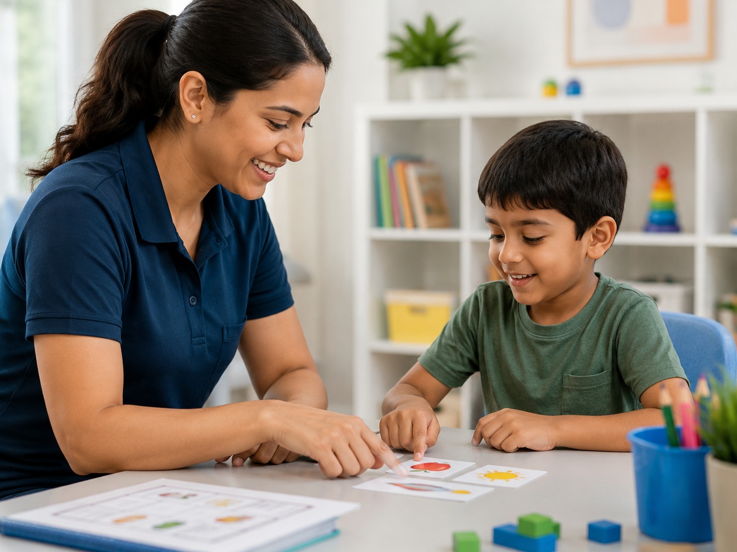 Therapist working one-on-one with a child
