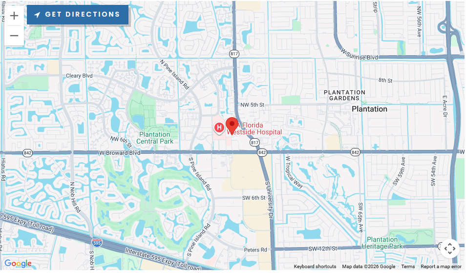 Map showing office location in Plantation, FL